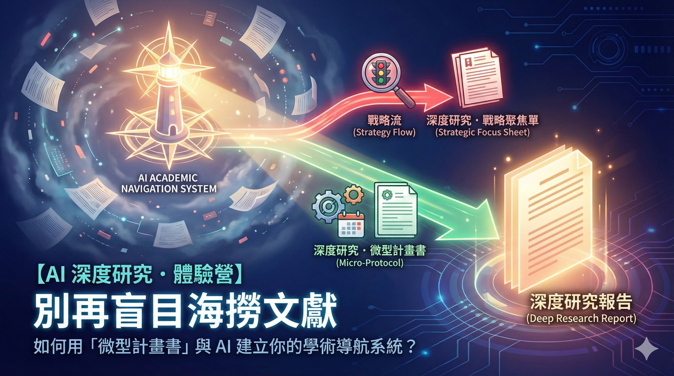 【AI 深度研究・體驗營】別再盲目海撈文獻:如何用「微型計畫書」與 AI 建立你的學術導航系統?