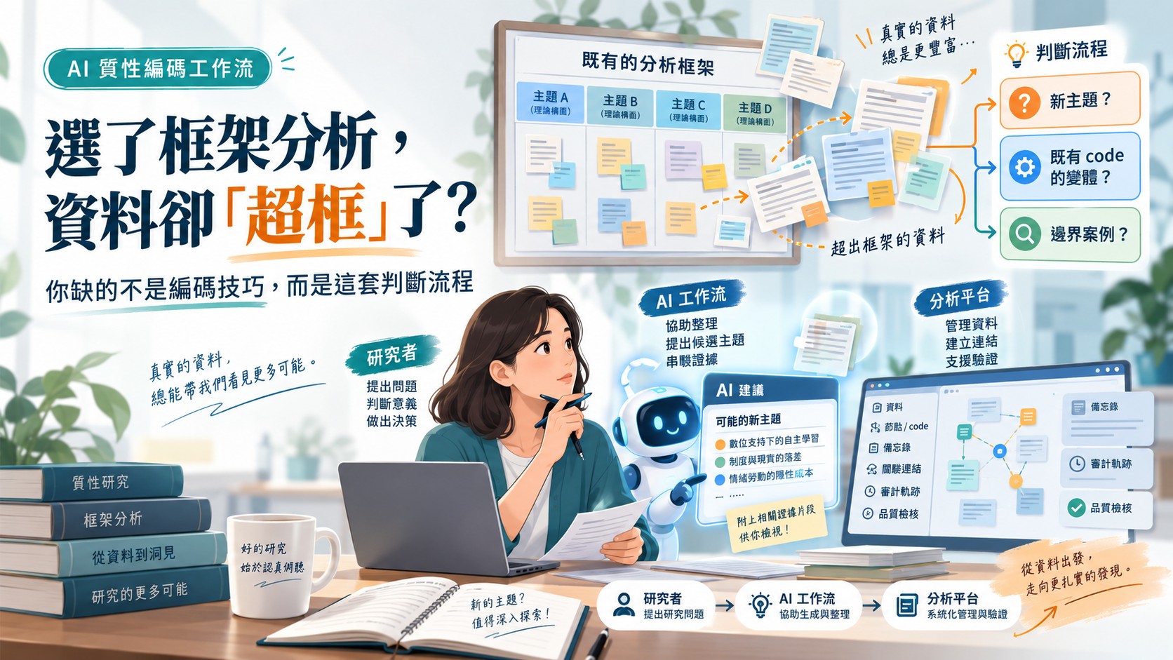 選了框架分析,資料卻「超框」了?你缺的不是編碼技巧,而是這套判斷流程